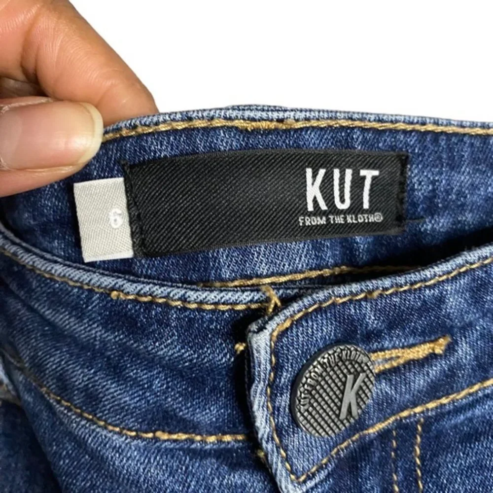 Kut From The Kloth Catherine Jeweled Ankle Straight Leg Denim Jeans